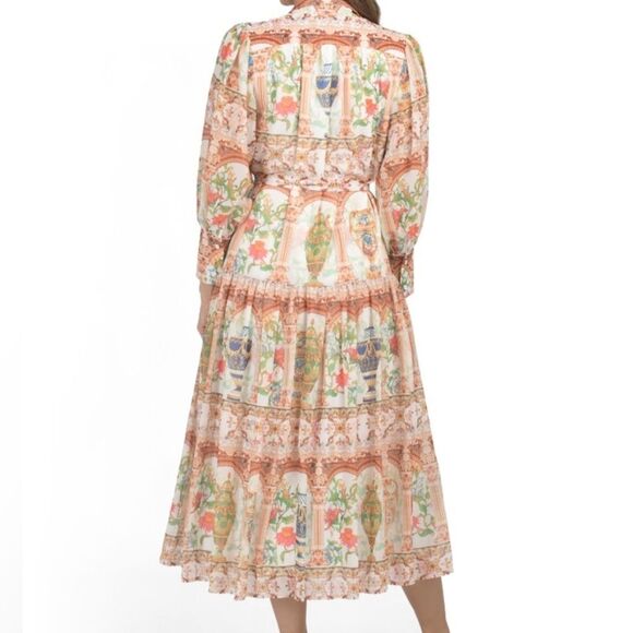 Dalia Macphee NWT Multi Maxi Dress Ancient Grecian Urns Roman Majestic Floral LG - Picture 7 of 16